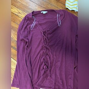 Women's Burgundy Lace-Up Top